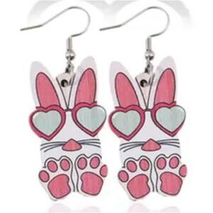 Cute Bunny Earrings with Heart Glasses